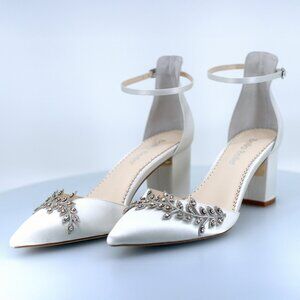 Valerie Silk Block Heel by Bella Belle (Ivory) - NWT